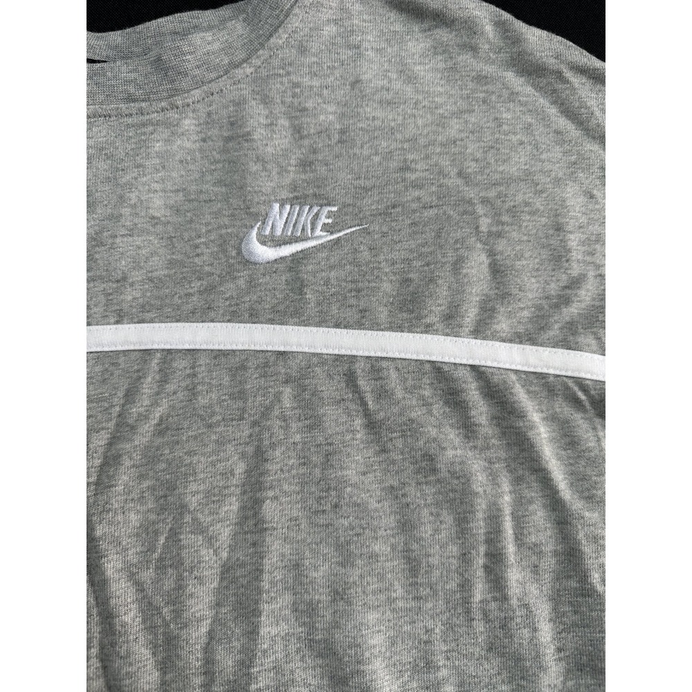 Nike Sportswear Womens Gray Long Sleeve Cropped T-Shirt White Stripe Small - Picture 6 of 6